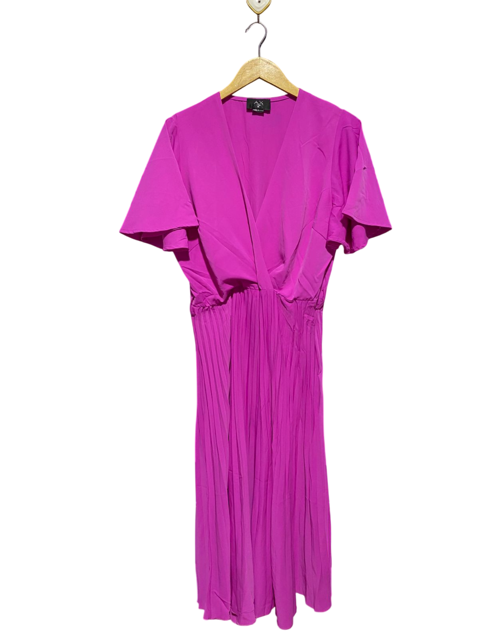 AX |L| BUST 19| B8| PARIS MAGENTA PINK PLEATED MIDI DRESS