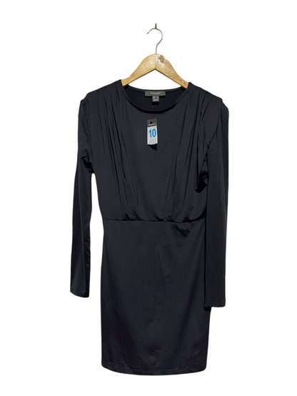 PRIMARK |M| BUST 19| B8| SLEEK BLACK ROUCHED FRONT LONG SLEEVE MINI DRESS