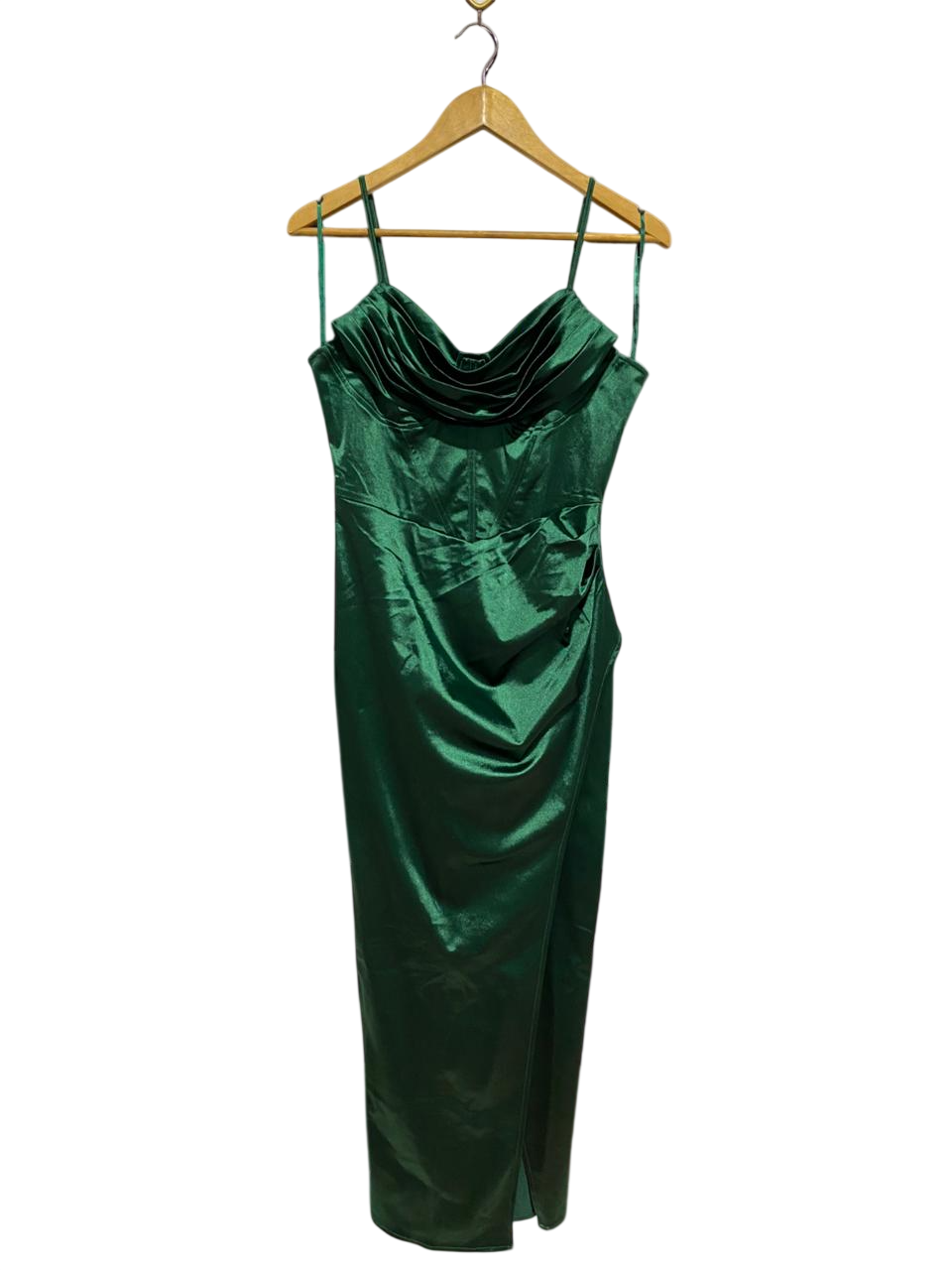 QUIZ |M| BUST 16| B8| EMERALD GREEN SATIN CORSET MIDI DRESS
