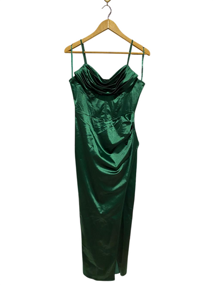 QUIZ |M| BUST 16| B8| EMERALD GREEN SATIN CORSET MIDI DRESS