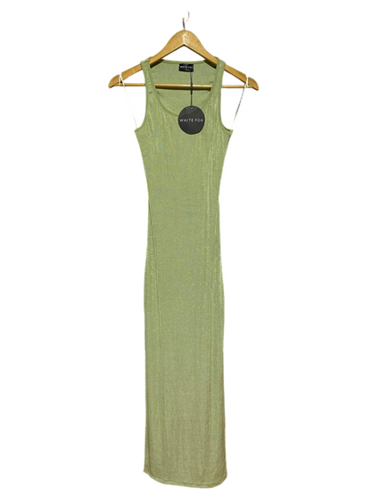 WHITE FOX |S| BUST 14| B8| LIME GREEN SHIMMER SLEEVELESS MAXI DRESS