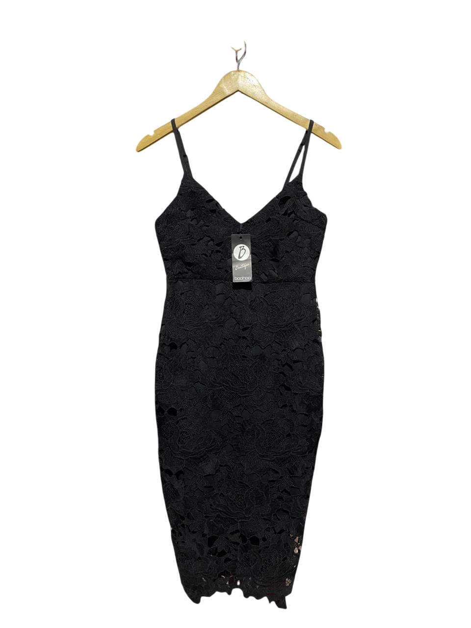 BOOHOO |S| BUST 16| B8| BOUTIQUE PREMIUM BLACK LACE CAMI MIDI DRESS