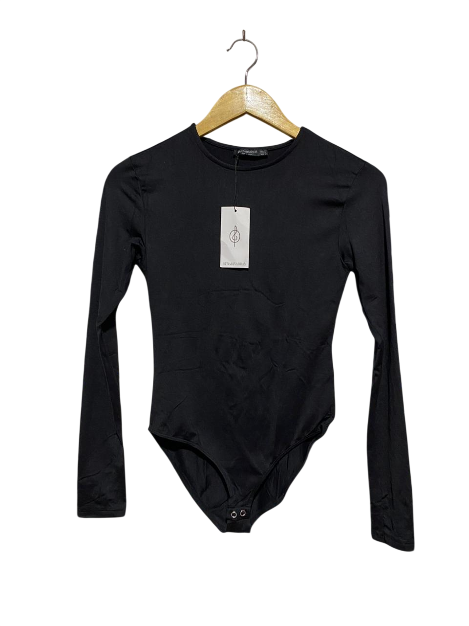 STRADIVARIUS |S| BUST 14| B8| SLEEK BLACK LONG SLEEVE BODYSUIT