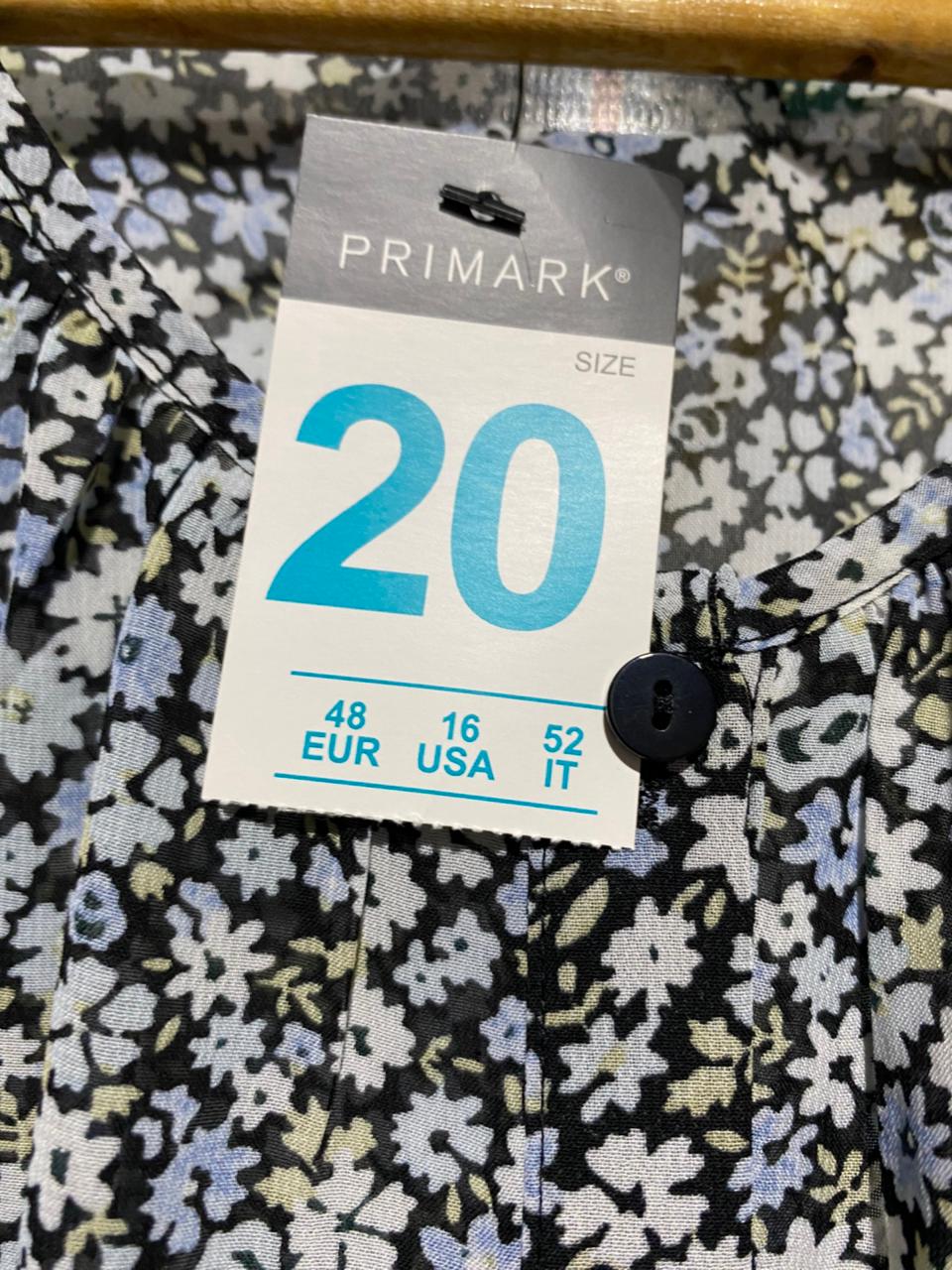 PRIMARK |L| BUST 24| B8| BLUE FLORAL LONG SLEEVE MINI DRESS