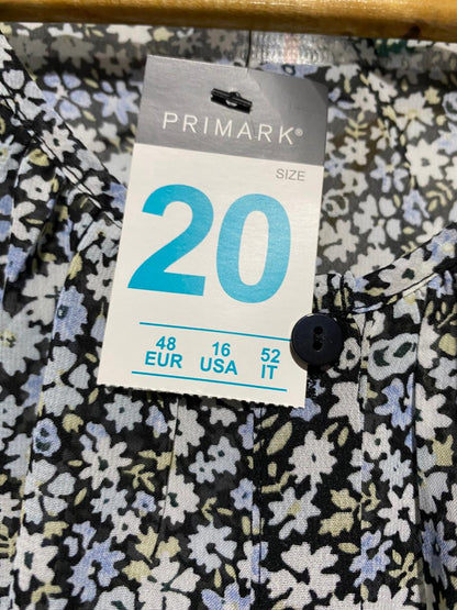 PRIMARK |L| BUST 24| B8| BLUE FLORAL LONG SLEEVE MINI DRESS