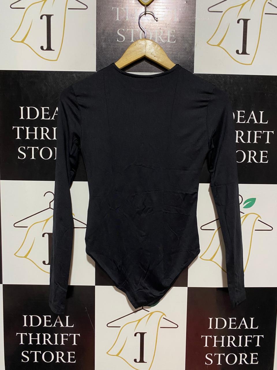 STRADIVARIUS |S| BUST 14| B8| SLEEK BLACK LONG SLEEVE BODYSUIT