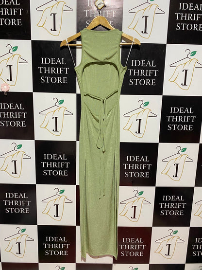 WHITE FOX |S| BUST 14| B8| LIME GREEN SHIMMER SLEEVELESS MAXI DRESS