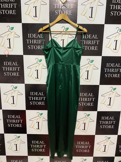 QUIZ |M| BUST 16| B8| EMERALD GREEN SATIN CORSET MIDI DRESS