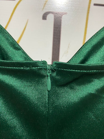 QUIZ |M| BUST 16| B8| EMERALD GREEN SATIN CORSET MIDI DRESS