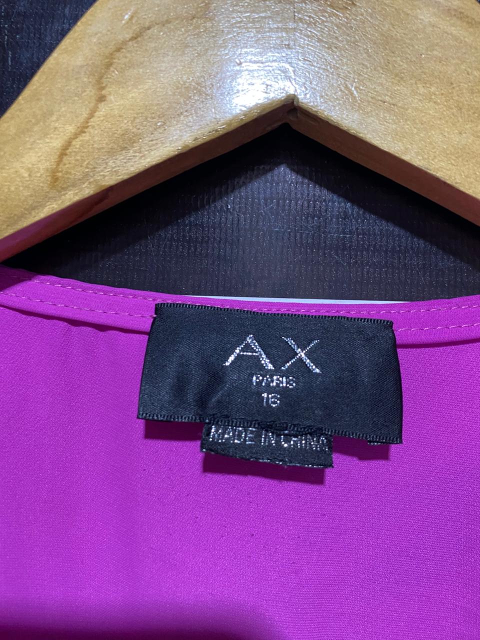 AX |L| BUST 19| B8| PARIS MAGENTA PINK PLEATED MIDI DRESS