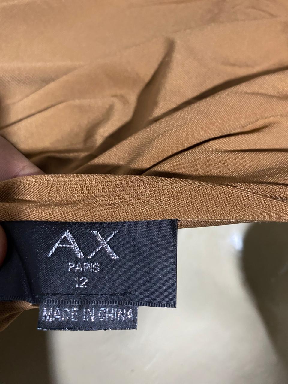 AX |M| BUST 16| B8| ELEGANT ONE-SHOULDER RUCHED MIDI DRESS IN CARAMEL BROWN