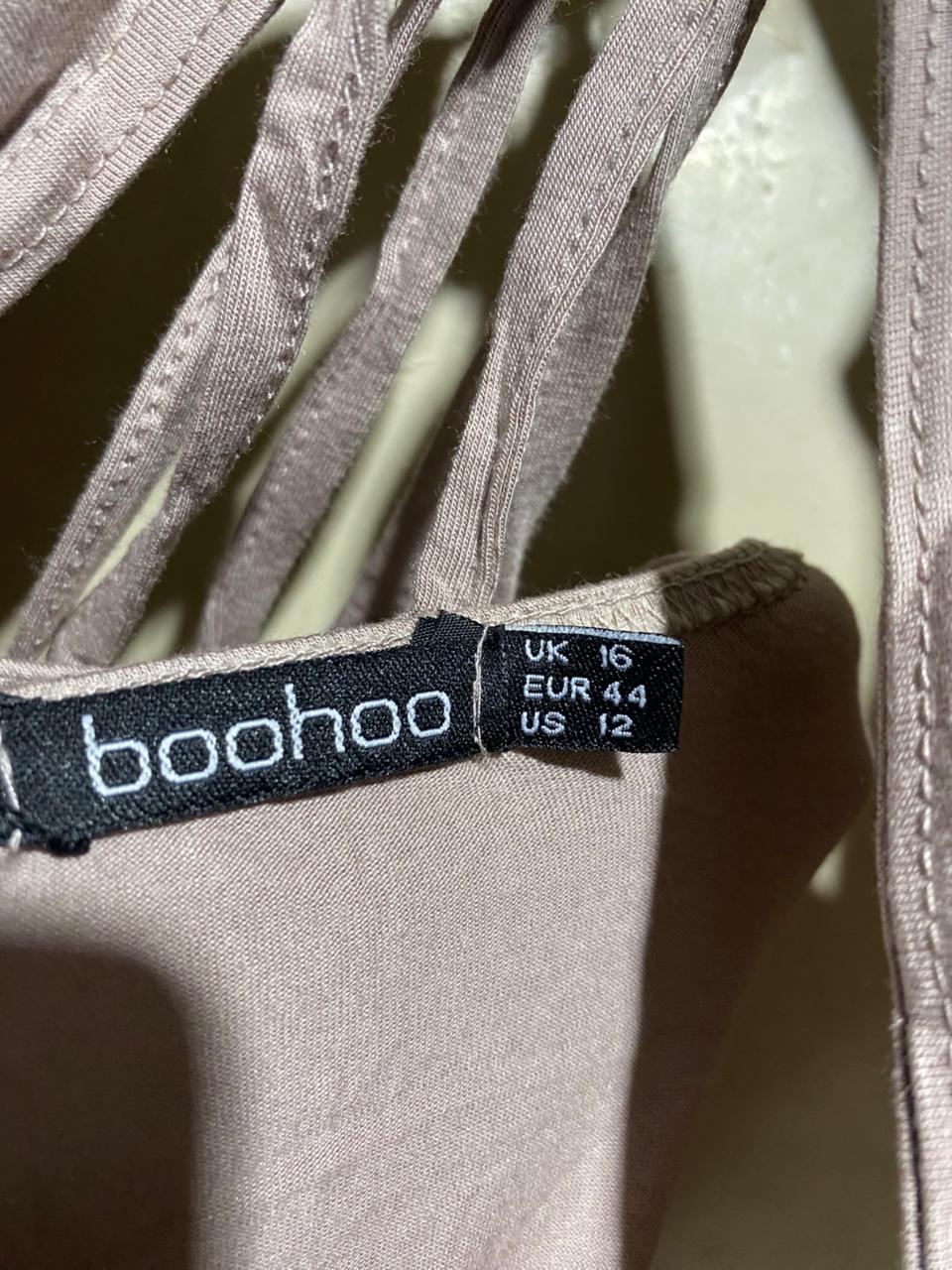 BOOHOO |L| BUST 17| B8| MINIMALIST HALTER NECK MAXI DRESS IN SOFT DUSTY ROSE
