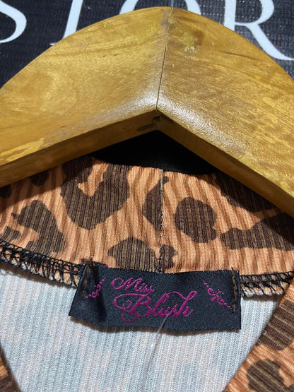 MISS BLUSH |M| BUST 15| B8| LEOPARD PRINT MOCK NECK CROP TOP