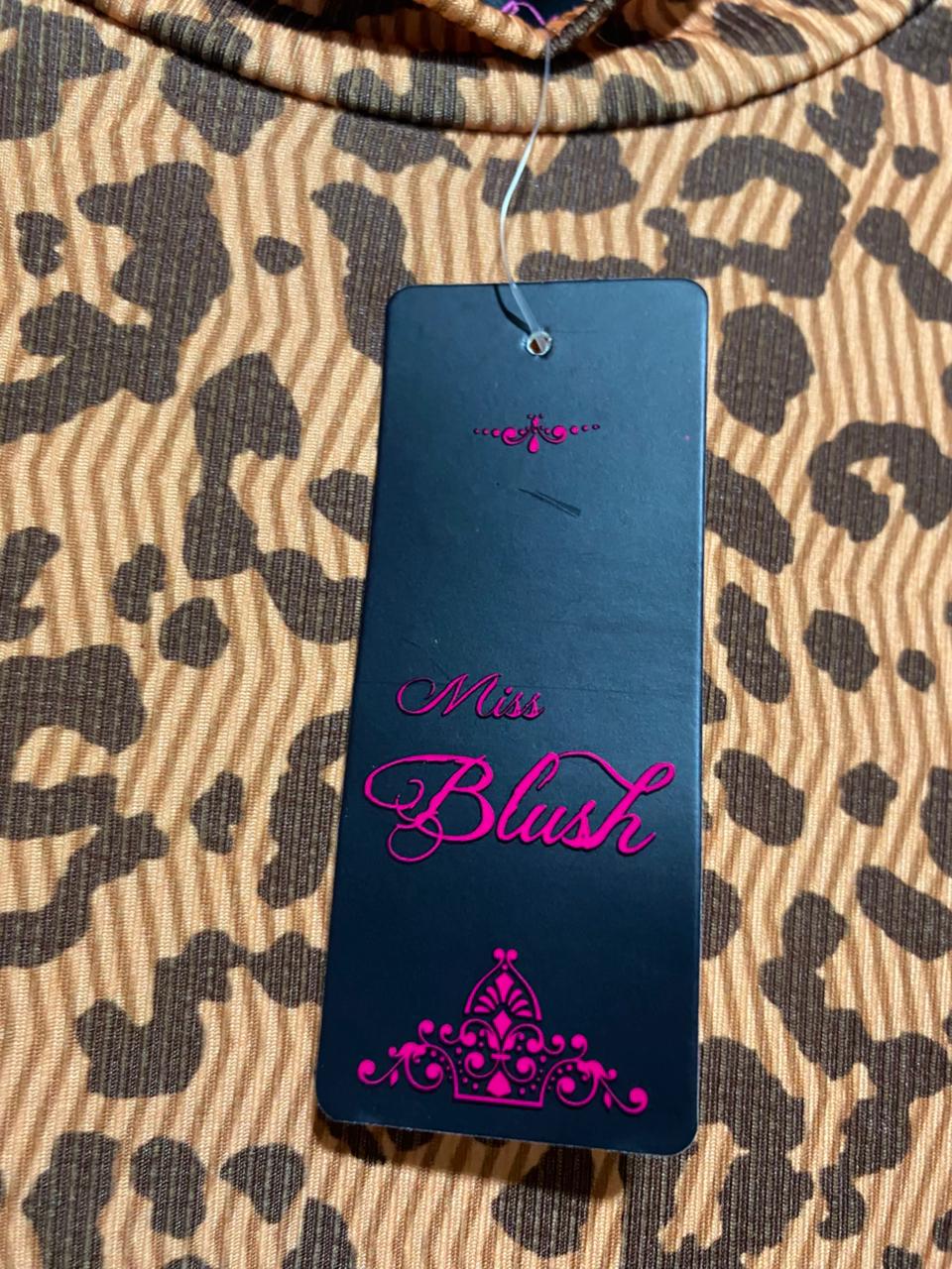 MISS BLUSH |M| BUST 15| B8| LEOPARD PRINT MOCK NECK CROP TOP