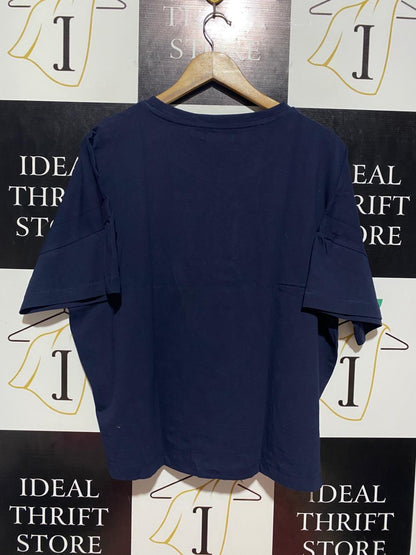 FRENCH CONNECTION |M| BUST FREE| B8| OVERSIZED HI-LOW BOXY TEE IN NAVY BLUE