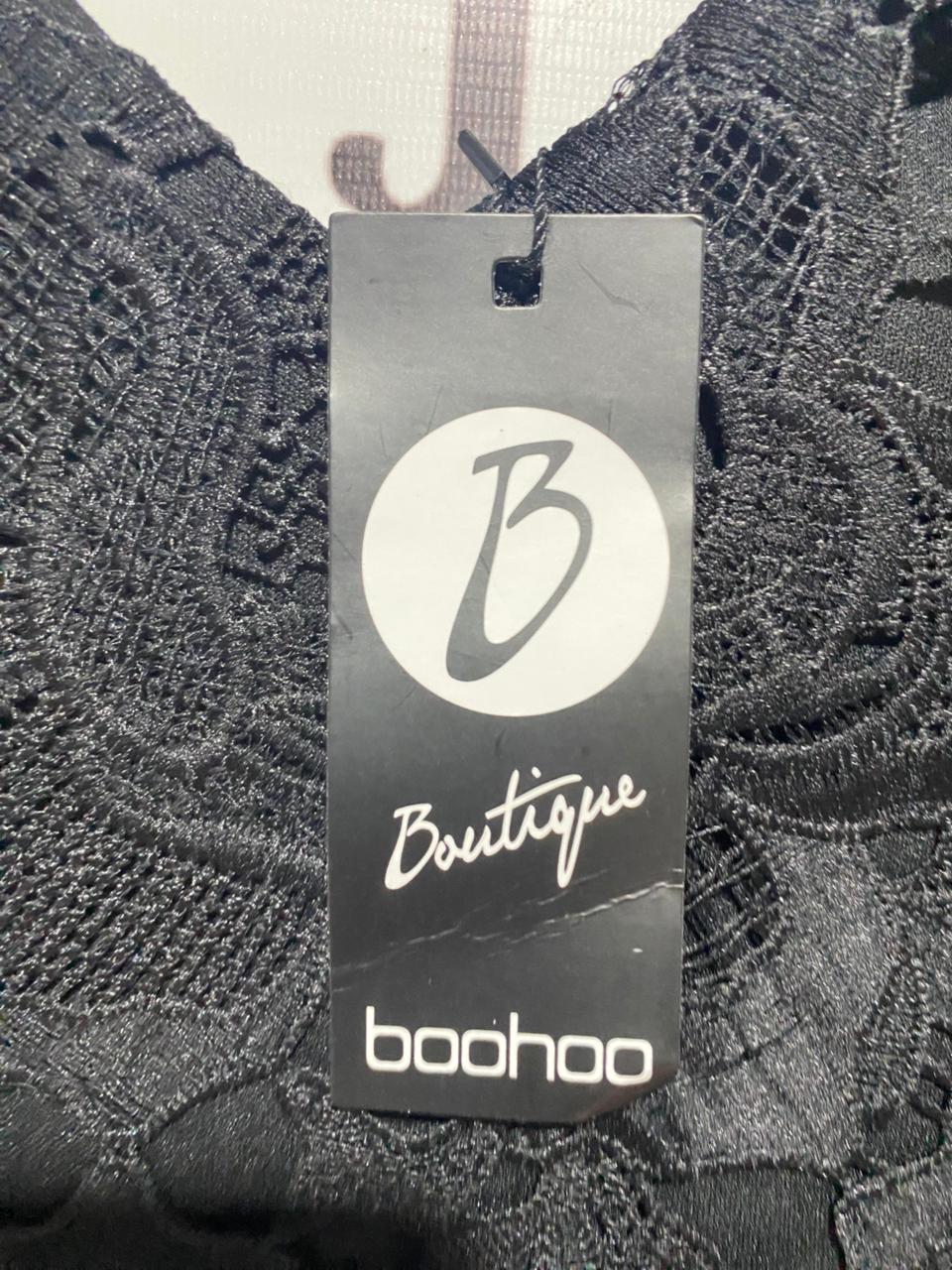 BOOHOO |M| BUST 16| B8| BOUTIQUE PREMIUM FLORAL LACE BODYCON MIDI DRESS IN BLACK