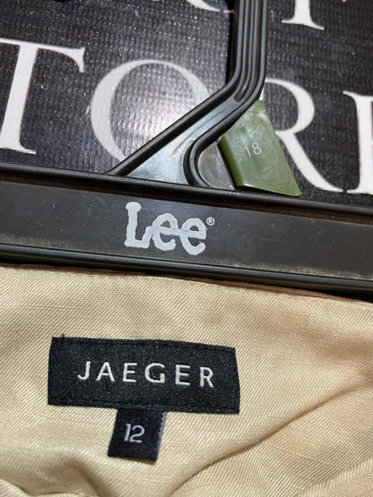JAEGER |XL|WAIST 32| B8| ELEGANT CHAMPAGNE LINEN-BLEND STRAIGHT LEG TROUSERS