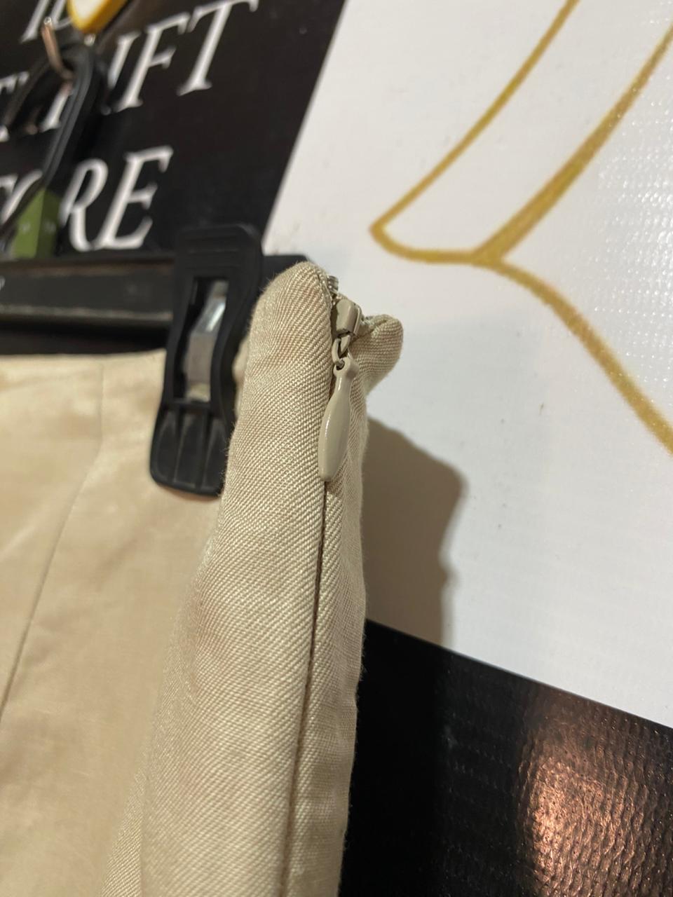 JAEGER |XL|WAIST 32| B8| ELEGANT CHAMPAGNE LINEN-BLEND STRAIGHT LEG TROUSERS