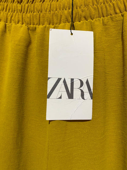 ZARA |S| WAIST 24| B8| MUSTARD YELLOW TEXTURED WIDE-LEG PALAZZO PANTS