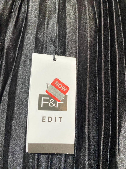 F&F |M| WAIST 26| B8| EDIT SATIN BLACK PLEATED MIDI SKIRT