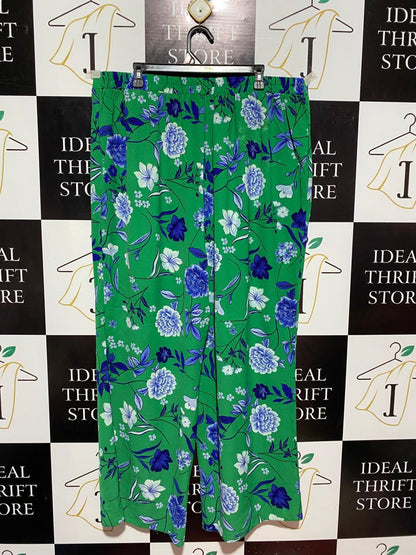 EVANS |XXL| WAIST 40| B8| BOHEMIAN VIBRANT GREEN PAISLEY PRINT WIDE-LEG TROUSERS