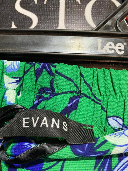 EVANS |XXL| WAIST 40| B8| BOHEMIAN VIBRANT GREEN PAISLEY PRINT WIDE-LEG TROUSERS