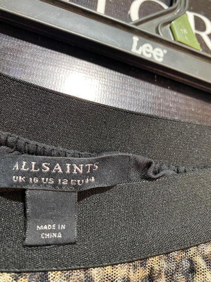 ALLSAINTS |XL| WAIST 32| B12| LEOPARD PRINT PLEATED TIERED MIDI SKIRT