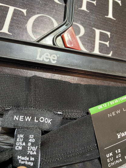 NEW LOOK |M| WAIST 28| B8| BLACK MESH PANEL HIGH-WAISTED LEGGINGS
