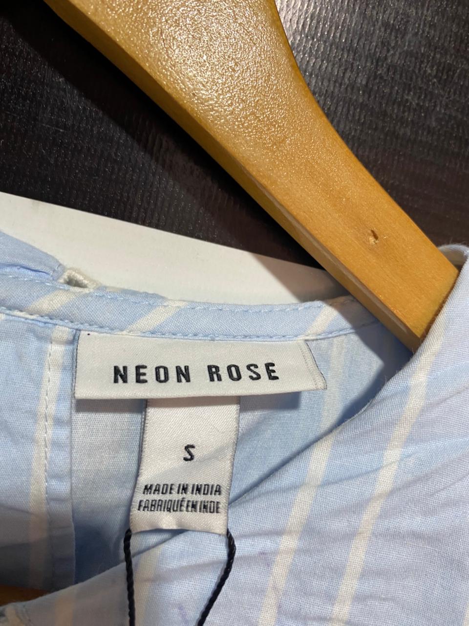 NEON ROSE |S| BUST 18| B8| PALE BLUE STRIPED OVERSIZED PETER PAN COLLAR BLOUSE