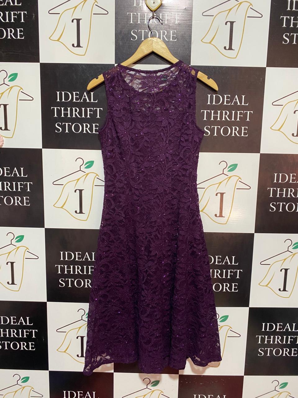 ROMAN |M| BUST 16| B8| ORIGINALS DEEP PURPLE LACE SEQUIN SLEEVELESS MESH DRESS