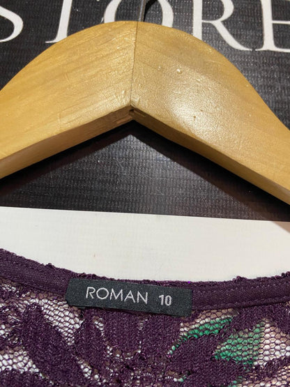 ROMAN |M| BUST 16| B8| ORIGINALS DEEP PURPLE LACE SEQUIN SLEEVELESS MESH DRESS