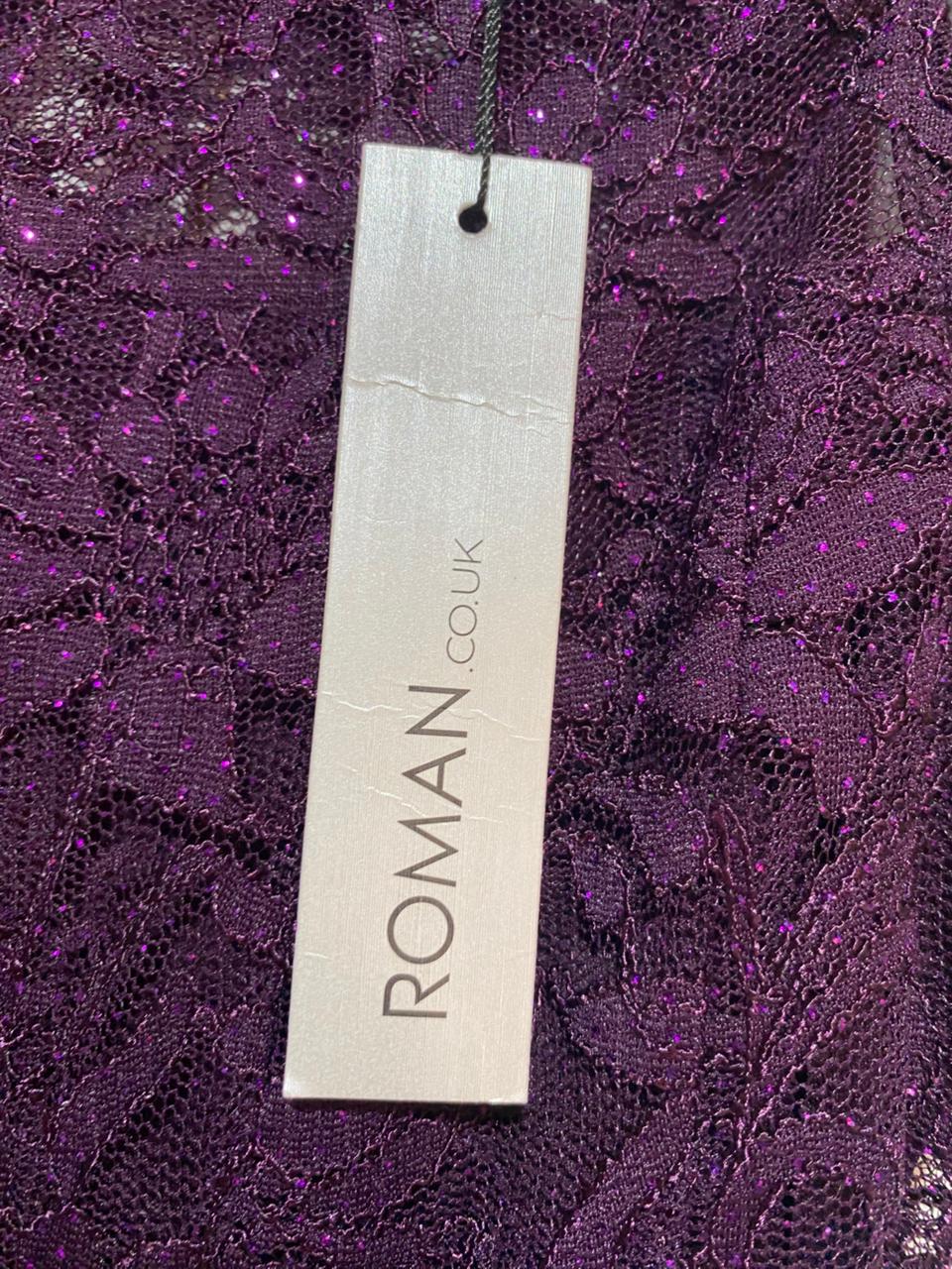 ROMAN |M| BUST 16| B8| ORIGINALS DEEP PURPLE LACE SEQUIN SLEEVELESS MESH DRESS