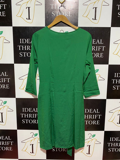 DIANE VON FURSTENBERG |M| BUST 18| B8| GREEN THREE-QUARTER SLEEVE WRAP STYLE DRESS