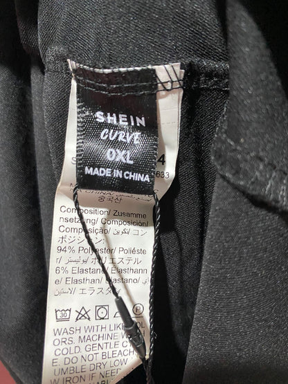 SHEIN CURVE |XL| BUST 17| B8| BLACK ASYMMETRICAL DRAPED RUCHED MIDI DRESS