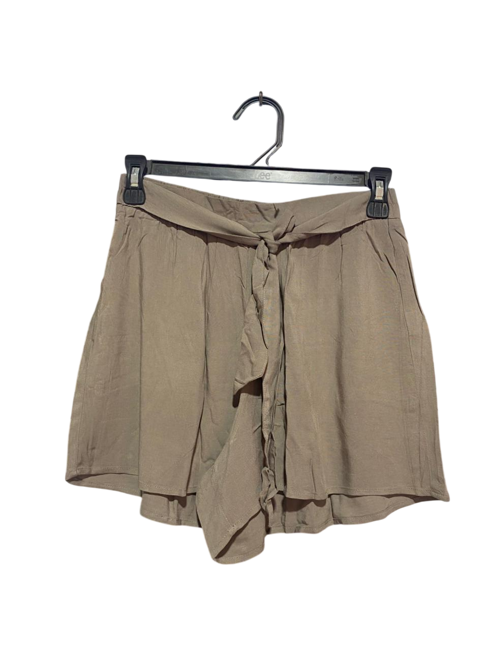 PRIMARK CARES |S| WAIST 26| B9| HIGH-WAISTED TAUPE SHORTS WITH TIE-BELT DETAIL