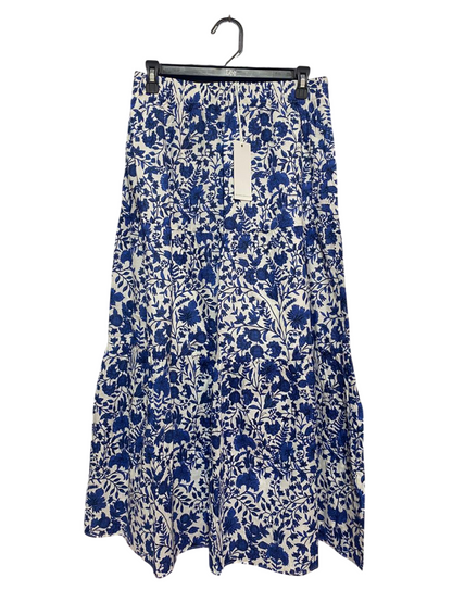 FEATHER & BONE |M| WAIST 28| B9| BLUE AND WHITE FLORAL TIERED MAXI SKIRT