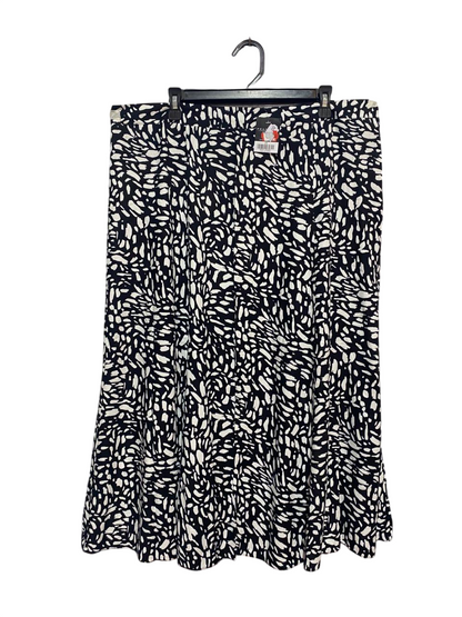 PEACOCKS |XXL| WAIST 40| B9| BLACK AND WHITE ABSTRACT PRINT MIDI SKIRT