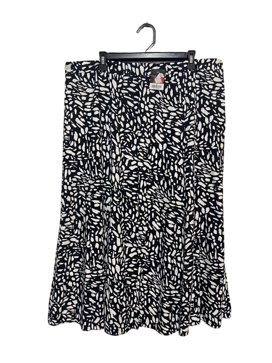 PEACOCKS |XXL| WAIST 40| B9| BLACK AND WHITE ABSTRACT PRINT MIDI SKIRT