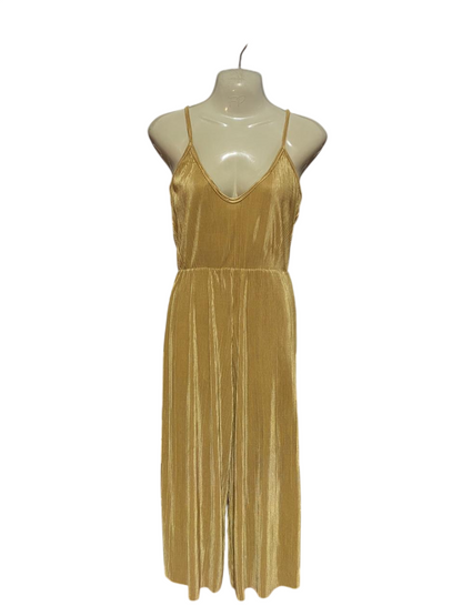 MISSGUIDED |M| BUST 16| B9| GLAMOROUS GOLD METALLIC PLISSÉ PLEATED JUMPSUIT