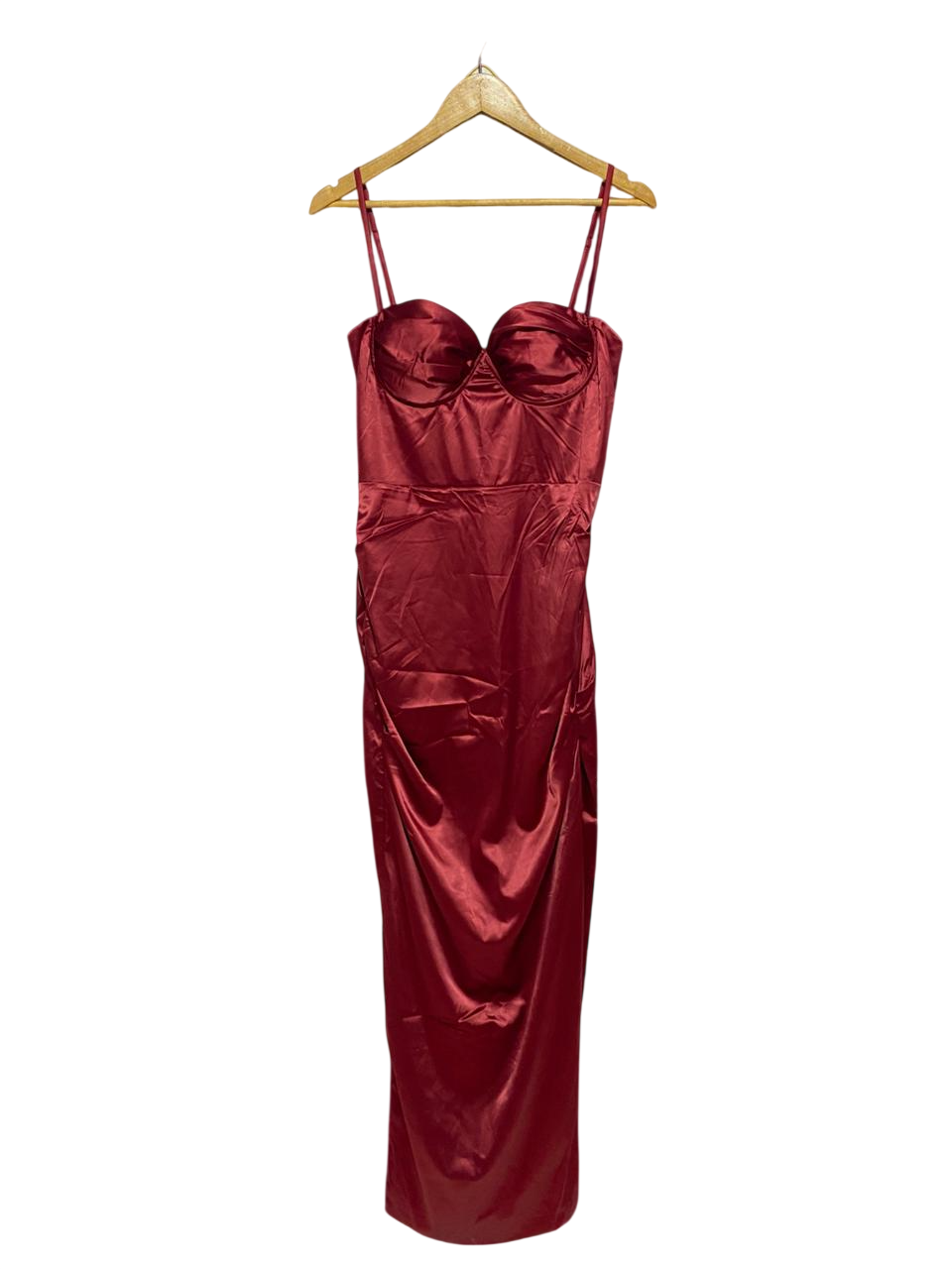 MARTHEA |M| BUST 15| B9| STUNNING WINE RED SATIN CORSET MAXI DRESS