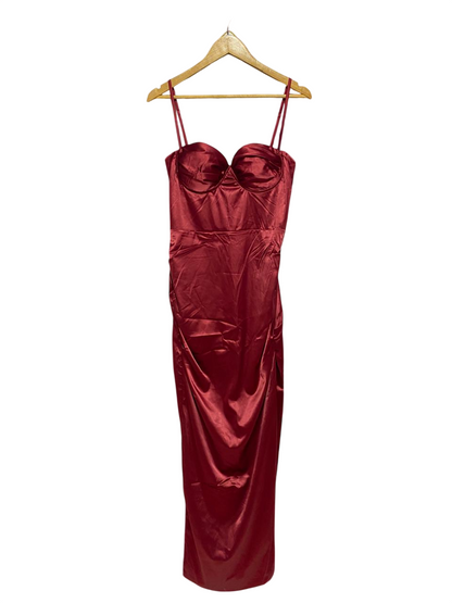 MARTHEA |M| BUST 15| B9| STUNNING WINE RED SATIN CORSET MAXI DRESS