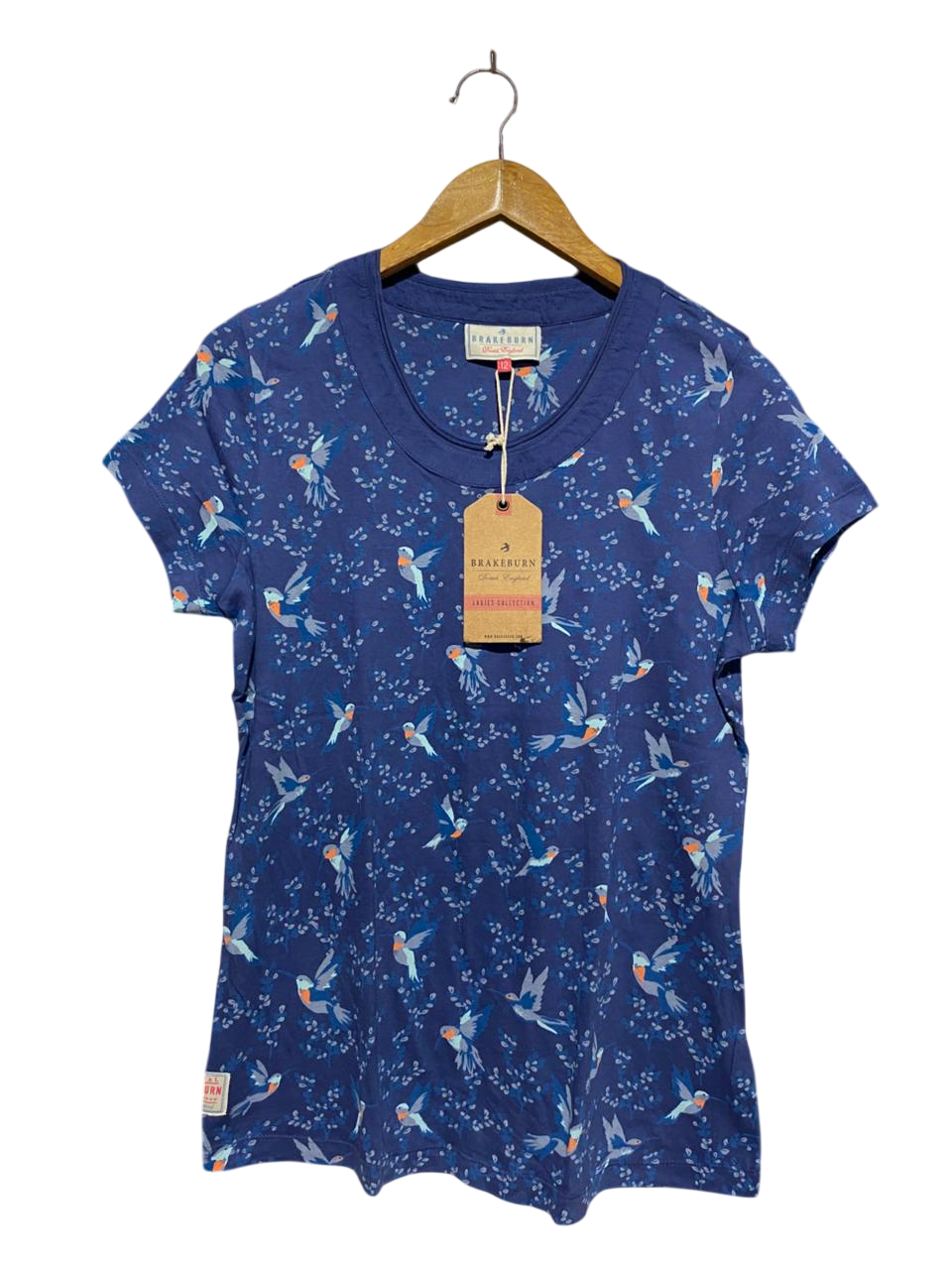 BRAKEBURN |M| BUST 19| B9| LADIES BIRD PRINT CASUAL COTTON TEE