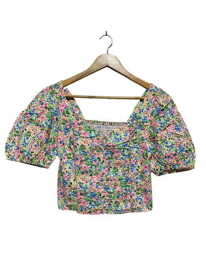 PRIMARK |S| BUST 14| B9| DITSY FLORAL PUFF SLEEVE SQUARE NECK CROP TOP