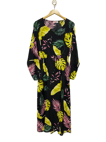 MEGGIE |XL| BUST 19| B9| TROPICAL LEAF PRINT LONG SLEEVE MAXI DRESS