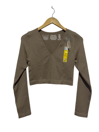 PRIMARK CARES |S| BUST 14| B9| CARES SEAMLESS V-NECK LONG SLEEVE CROP TOP