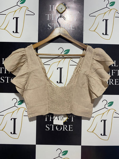 ZARA |M| BUST 17| B9| RUFFLED CROPPED TOP WITH EMBROIDERED TRIM