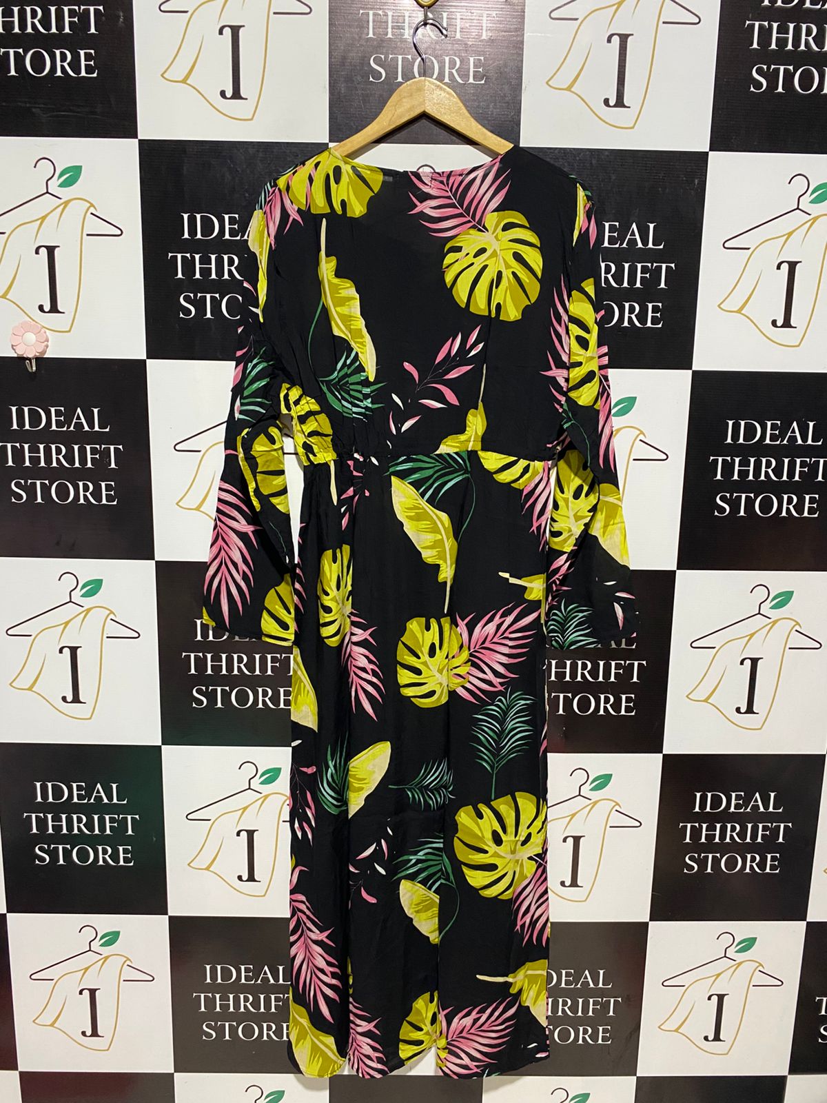 MEGGIE |XL| BUST 19| B9| TROPICAL LEAF PRINT LONG SLEEVE MAXI DRESS