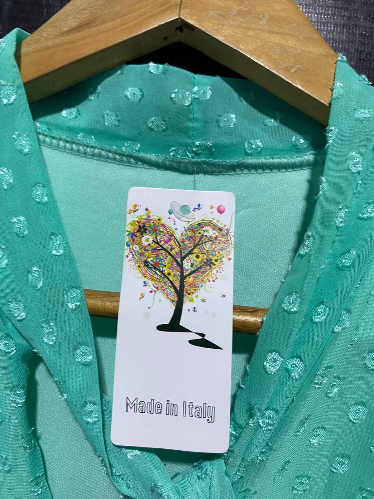 |M| BUST 17| B9| MINT GREEN SWISS DOT TIERED MAXI DRESS WITH TIE NECK
