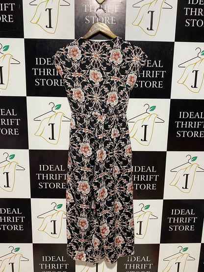 LOUCHE |M| BUST 18| B9| VINTAGE FLORAL V-NECK MAXI DRESS WITH WAIST TIE