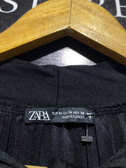 ZARA |M| BUST 22| B9| PREMIUM BLACK PLEATED TIE-NECK MINI DRESS